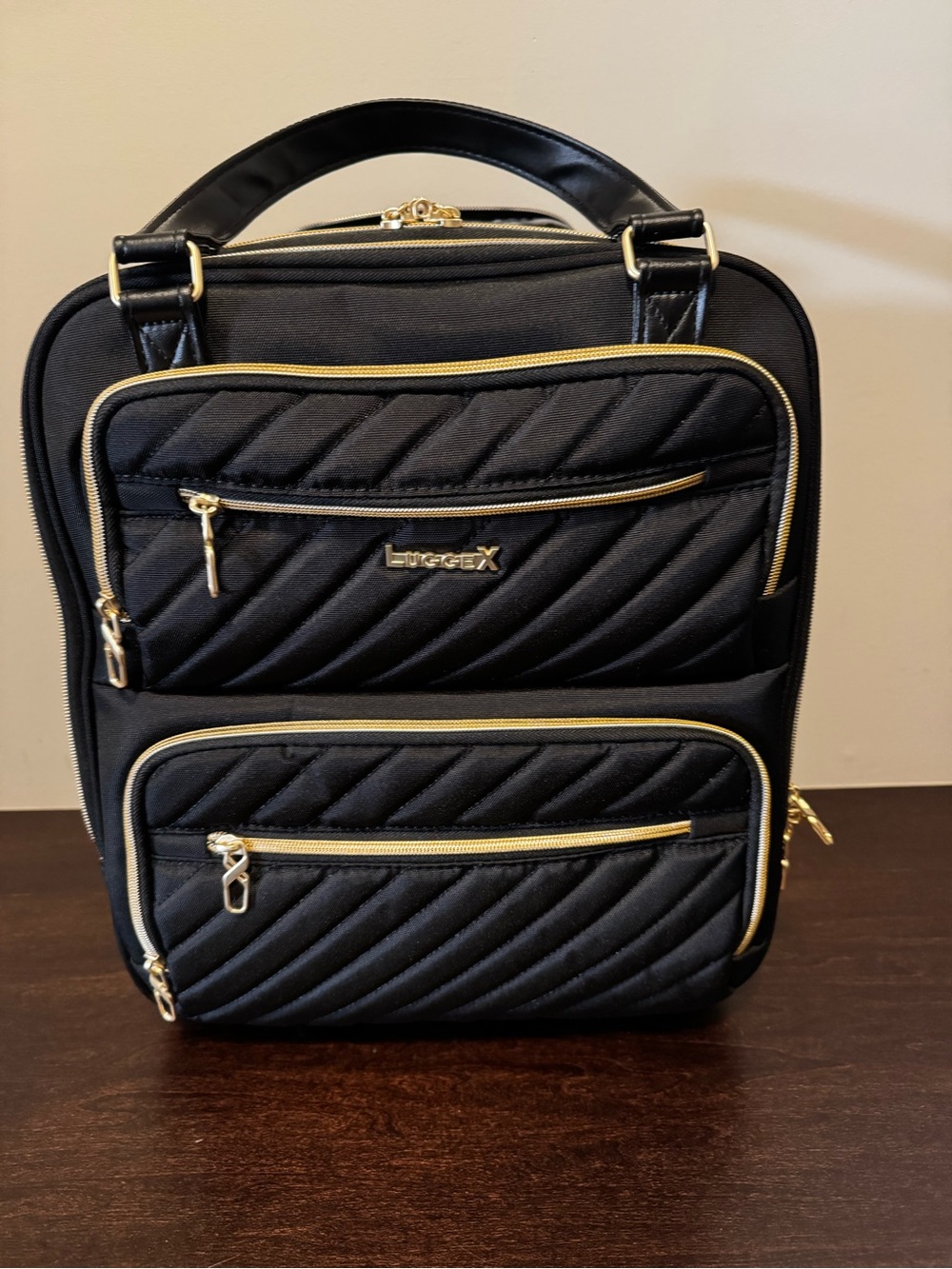 Baggallini Black Quilted Backpack with Gold Accents